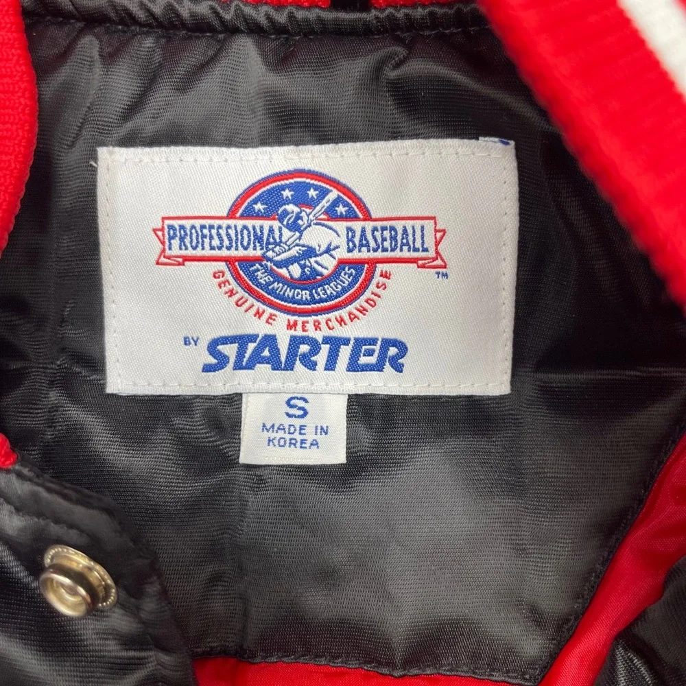 Vintage Deadstock Starter Hickory Crawdads MiLB Satin Varsity Jacket Red Mens S